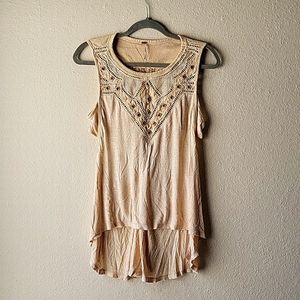 FREE PEOPLE Cream Studded Tank